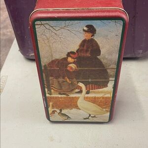 Vintage Tin with Victorian Scene and Geese